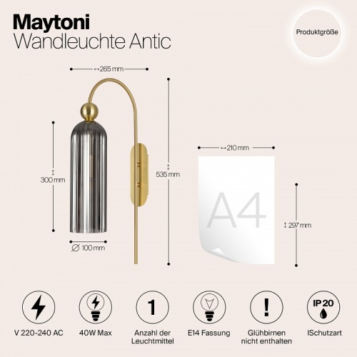 Бра Maytoni Antic MOD302WL-01GR фото 3