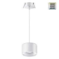 NOVOTECH 358964 SPOT NT22 446 белый Светильник встраиваемый с переключ. цв. температуры, провод 2м IP20 LED 3000К\4000К\6000К 12W вниз + 3W вверх 110-265V GIRO