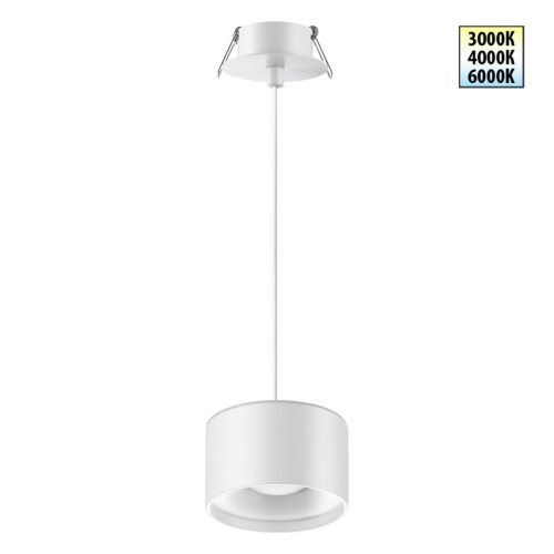 NOVOTECH 358964 SPOT NT22 446 белый Светильник встраиваемый с переключ. цв. температуры, провод 2м IP20 LED 3000К\4000К\6000К 12W вниз + 3W вверх 110-265V GIRO