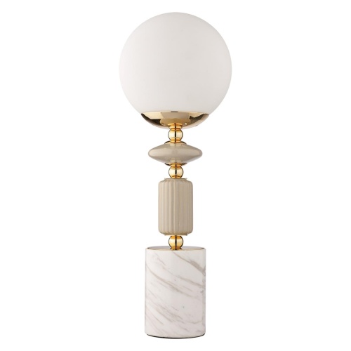 LUMION 6580/1T CLASSI LN26 36 французское золото, серый/белый металл, керамика/стекло Лампа настольная E14 1*40W 220V VIVIEN