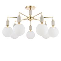 LUMION 6580/7C CLASSI LN26 36 французское золото, серый/белый металл, керамика/стекло Люстра потолочная E14 7*40W 220V VIVIEN