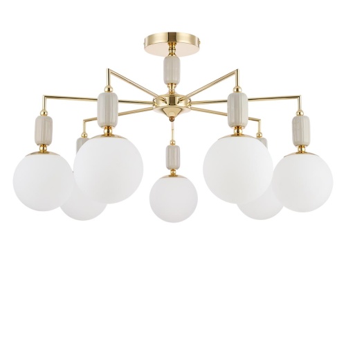 LUMION 6580/7C CLASSI LN26 36 французское золото, серый/белый металл, керамика/стекло Люстра потолочная E14 7*40W 220V VIVIEN