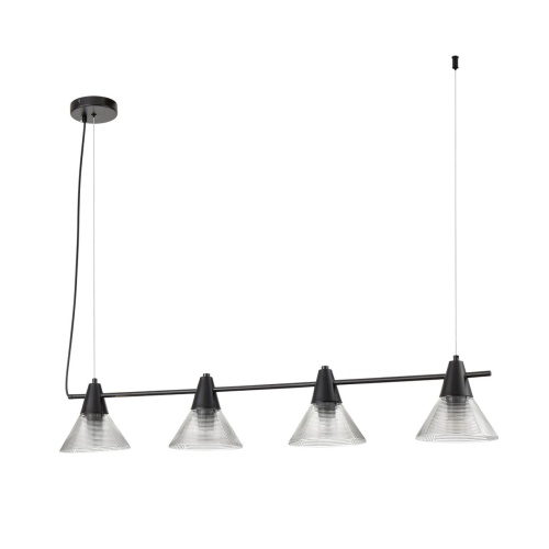 LUMION 6595/4A MODERNI LN26 217 черный/прозрачный, металл/стекло Подвес E27 4*60W 220V CORNE