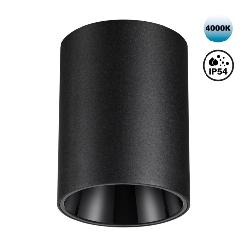 NOVOTECH 359423 OVER NT24 430 черный Светильник накладной влагозащищённый IP54 LED 15W 170-265V 4000К 1350Лм RECTE