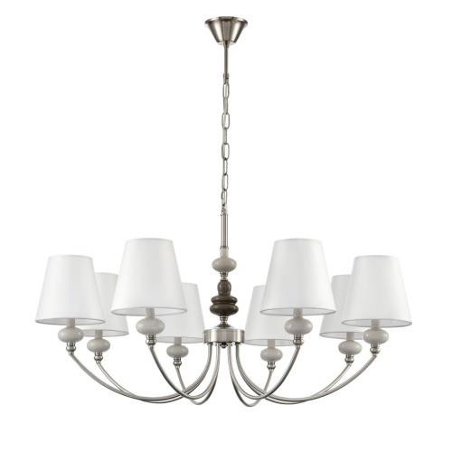 LUMION 8283/8 CLASSI LN26 052 никель/белый, металл/керамика/текстиль Люстра Е14 8*40W 220V KENTUKI
