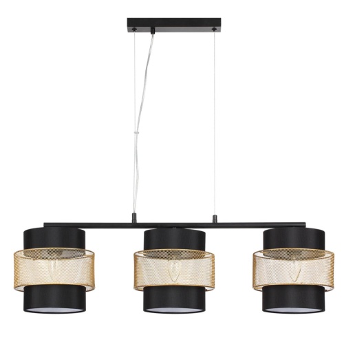LUMION 8003/3A MODERNI LN26 312 черный/черный, золотой металл/металл, текстиль Подвес Е27 3*60W 220V ANIMAISA