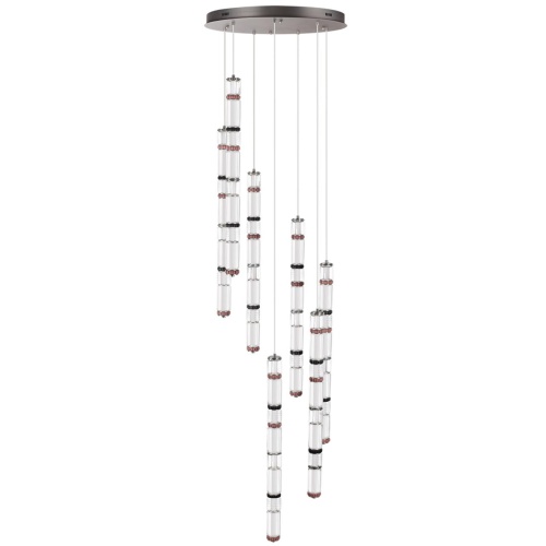 ODEON LIGHT EXCLUSIVE 5456/210L L-VISION ODL_EX26 045 темный сатин.никель/терракот/черный Люстра каскадная LED 210W (30W*7) 4000K COLLIER