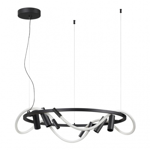 ODEON LIGHT 4391/55L HIGHTECH ODL24 299 черный/металл/канат Подвесной св-к с раздельн. вкл IP20 LED 50W 2020Лм 4000K CORDA