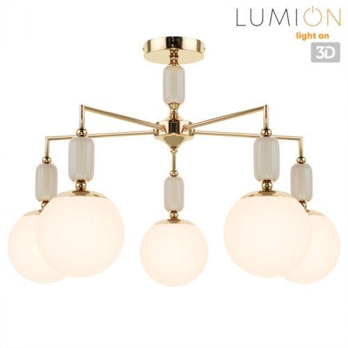 LUMION 6580/5C CLASSI LN26 36 французское золото, серый/белый металл, керамика/стекло Люстра потолочная E14 5*40W 220V VIVIEN фото 2