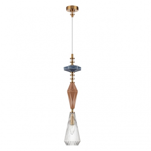 ODEON LIGHT EXCLUSIVE 5414/1B MODERN ODL_EX25 025 античная бронза/терракот/синий/стекло/керамика Подвес E14 1*40W TERRA