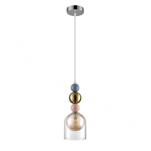 LUMION 8067/1A MODERNI LN26 381 хром/амбер/прозрачный, металл/стекло Подвесной светильник G9 1*20W 220V GALLO