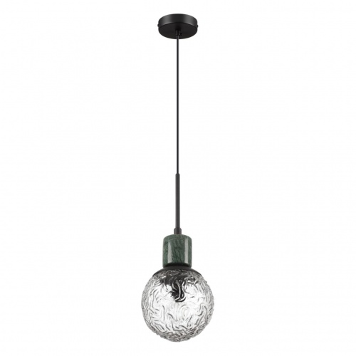 ODEON LIGHT 5026/1 MODERN ODL23 000 черный матовый/темно-зеленый/прозрачный металл/мрамор/стекло Подвес E14 1*40W GREENI
