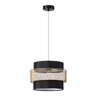 LUMION 8003/1A MODERNI LN26 312 черный/черный, золотой металл/металл, текстиль Подвес Е27 60W 220V ANIMAISA