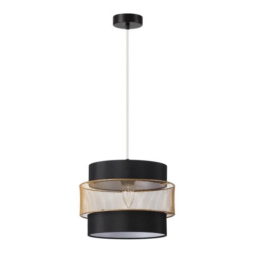 LUMION 8003/1A MODERNI LN26 312 черный/черный, золотой металл/металл, текстиль Подвес Е27 60W 220V ANIMAISA