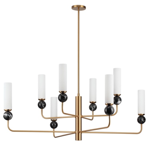 ODEON LIGHT 4361/8 MIDCENT ODL26 173 Люстра под латунь/металл/стекло/черный мрамор IP20 8*E14 40W 220V LOLLA