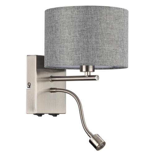LUMION 8251/2W MODERNI LN26 530  никель/серый, металл/текстиль бра Е14 40W + LED 3W 4000K 220V NIKKI