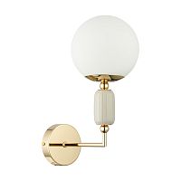 LUMION 6580/1W CLASSI LN26 36 французское золото, серый/белый металл, керамика/стекло Настенный светильник E14 1*40W 220V VIVIEN