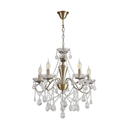 LUMION 8346/5 CLASSI LN26 089 бронза/прозрачный, металл/хрусталь Люстра потолочная E14 5*40W 220V LUINA