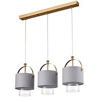 LUMION 6592/3A MODERNI LN26 405 латунь/серый, металл/текстиль, стекло Подвес E14 3*40W 220V JANE