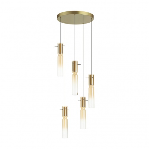 ODEON LIGHT 5058/25LA PENDANT ODL24 385 золотой/янтарный/металл/стекло Люстра каскадная LED 5*5W 3000K SCROW