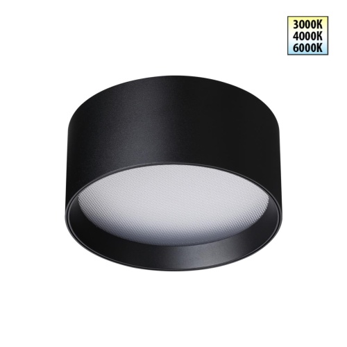 NOVOTECH 359597 OVER NT25 392 черный Светильник накладной светодиодный с переключ. цв. температуры IP20 LED 18W 220-240V 3000К\4000К\6000К ORBIS