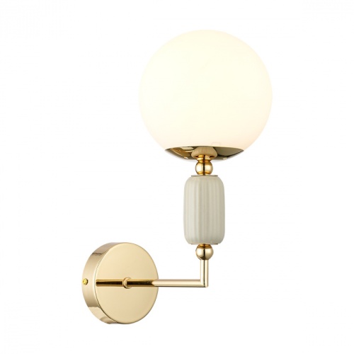 LUMION 6580/1W CLASSI LN26 36 французское золото, серый/белый металл, керамика/стекло Настенный светильник E14 1*40W 220V VIVIEN фото 6