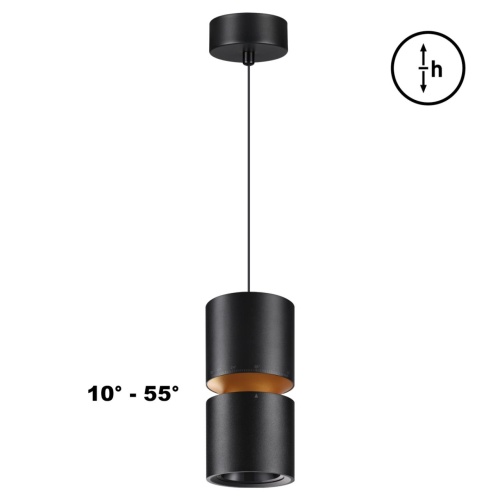 NOVOTECH 359340 OVER NT24 370 черный Светильник подвесной с механизмом регулировки высоты, провод 2м IP20 LED 10W/3W 3000K 1090Лм 170-265V ARISTO
