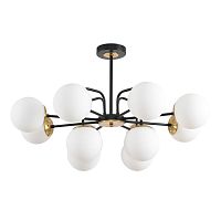 LUMION 8375/12C MODERNI LN26 172 черный/латунь/белый, металл/стекло Люстра потолочная E27 12*60W 220V ELRONA