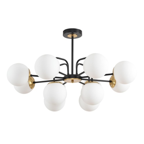 LUMION 8375/12C MODERNI LN26 172 черный/латунь/белый, металл/стекло Люстра потолочная E27 12*60W 220V ELRONA