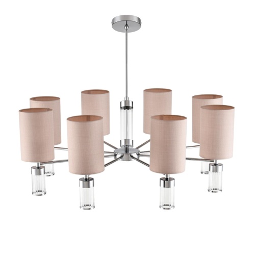 LUMION 6585/8 MODERNI LN26 059 хром/бежевый, металл/текстиль, стекло Люстра подвесная E14 8*40W 220V ARNIKA