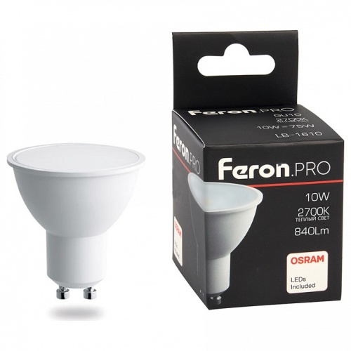 Лампа светодиодная Feron Lb 1610 GU10 10Вт 6400K 38163 Лампа светодиодная Feron Lb 1610 GU10 10Вт 6400K 38163