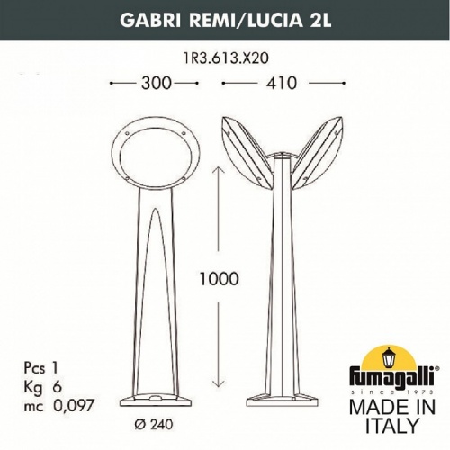 Наземный высокий светильник Fumagalli Lucia 1R3.613.X20.WYE27 Наземный высокий светильник Fumagalli Lucia 1R3.613.X20.WYE27