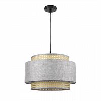 LUMION 8043/1 MODERNI LN26 338 черный/серый/бежевый, металл/текстиль/ротанг Подвесной светильник Е27 1*60W 220V LAUNA