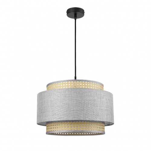 LUMION 8043/1 MODERNI LN26 338 черный/серый/бежевый, металл/текстиль/ротанг Подвесной светильник Е27 1*60W 220V LAUNA