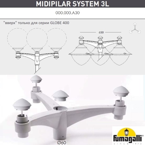 Консоль для паркового фонаря FUMAGALLI MIDIPILAR SYS 3L 000.000.A30.L0 Консоль для паркового фонаря FUMAGALLI MIDIPILAR SYS 3L 000.000.A30.L0
