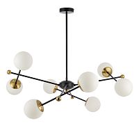 LUMION 6581/8 MODERNI LN26 173 черный, золотой/белый металл  /стекло Люстра потолочная E14 8*40W 220V MELODY