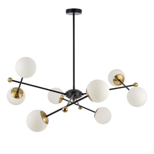 LUMION 6581/8 MODERNI LN26 173 черный, золотой/белый металл  /стекло Люстра потолочная E14 8*40W 220V MELODY