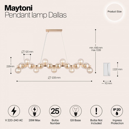 Подвесная люстра Maytoni Dallas MOD547PL-25G фото 6 Подвесная люстра Maytoni Dallas MOD547PL-25G фото 6