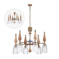 ODEON LIGHT EXCLUSIVE 5414/6 MODERN ODL_EX26 021 античная бронза/терракот/синий/бежевый/металл/керамика Люстра E14 6*40W TERRA
