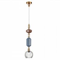 ODEON LIGHT EXCLUSIVE 5414/1D MODERN ODL_EX25 025 античная бронза/синий/коричнев/стекло/керамика Подвес E14 1*40W TERRA