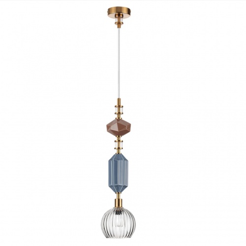 ODEON LIGHT EXCLUSIVE 5414/1D MODERN ODL_EX25 025 античная бронза/синий/коричнев/стекло/керамика Подвес E14 1*40W TERRA