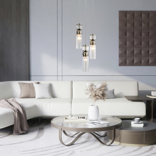 LUMION 8277/3A MODERNI LN26 163 сатин никель/прозрачный, металл/стекло Подвес Е14 3*40W 220V DENVER фото 5