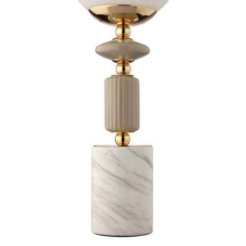 LUMION 6580/1T CLASSI LN26 36 французское золото, серый/белый металл, керамика/стекло Лампа настольная E14 1*40W 220V VIVIEN фото 3