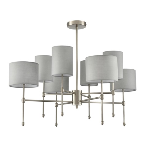 LUMION 8262/8C CLASSI LN26 062 металл/текстиль, никель/серый Люстра потолочная E14 8*40W 220V LATTI