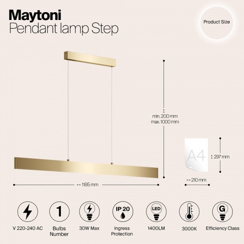 Подвесной светильник Maytoni Technical Step P010PL-L30G3K фото 4 Подвесной светильник Maytoni Technical Step P010PL-L30G3K фото 4