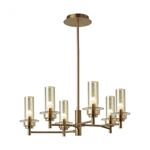 LUMION 6554/6C CLASSI LN26 097 бронза/коньячный/металл/стекло Люстра потолочная E14 6*40W 220V MADONNA фото 2