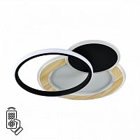 7735/80L MITRA LED SN 602 Светильник металл/акрил/белый/под дерево/черный LED 80Вт 3000-6500К 450x450 IP20 пульт ДУ PINE