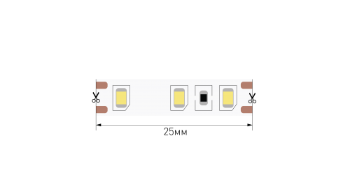 Лента светодиодная - 2835, 120 LED/м, 9,6 Вт/м, 12В , IP20, Цвет: Теплый белый