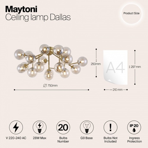 Потолочная люстра Maytoni Dallas MOD545PL-20G фото 5 Потолочная люстра Maytoni Dallas MOD545PL-20G фото 5