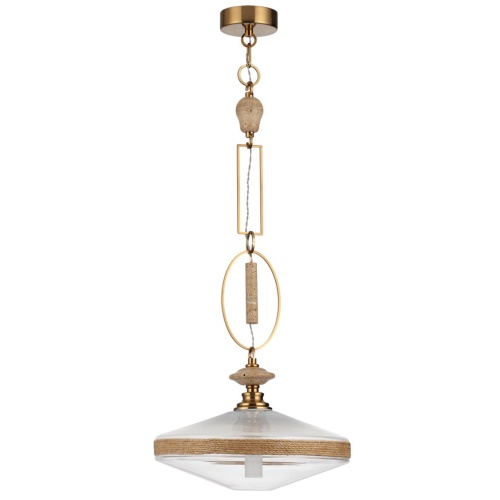 ODEON LIGHT EXCLUSIVE 5441/1 PENDANT ODL_EX26 035 сатинированн.латунь/прозрачн./металл/стекло/травертин/веревка Подвес G9 LED 6W KREMA